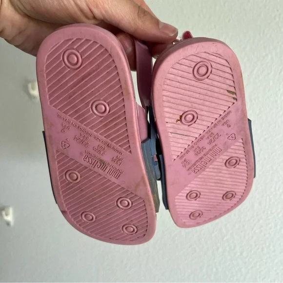 Mini Melissa Stitch Blue and Pink Stitch Sandals - Picture 4 of 4
